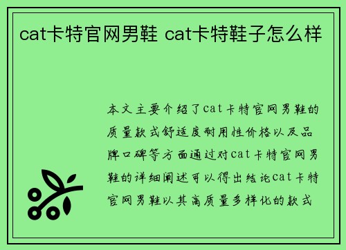 cat卡特官网男鞋 cat卡特鞋子怎么样